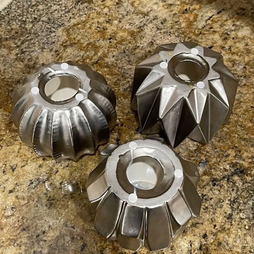 Geometric Modern‎ Tea Light Candle Holders 3.5 Inch Porcelain Silver 3 Item Set